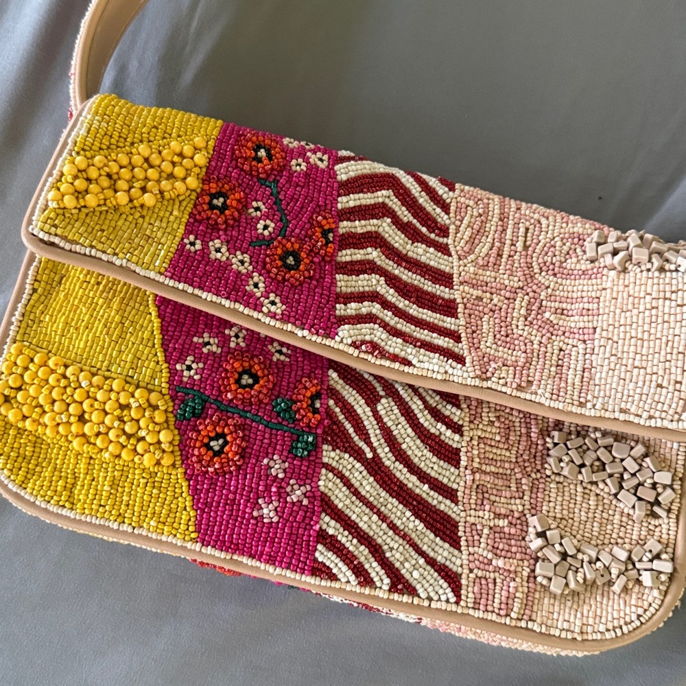 STAUD Tommy Beaded Bag, Pink Patchwork - Picture 4 of 8